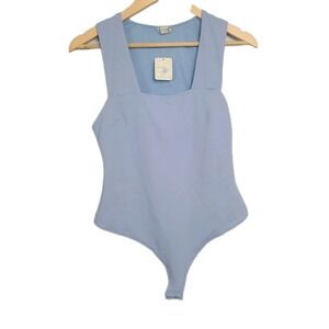 NEW Intimately Free People Square Neck Sleeveless Bodysuit Light Blue Minimalist